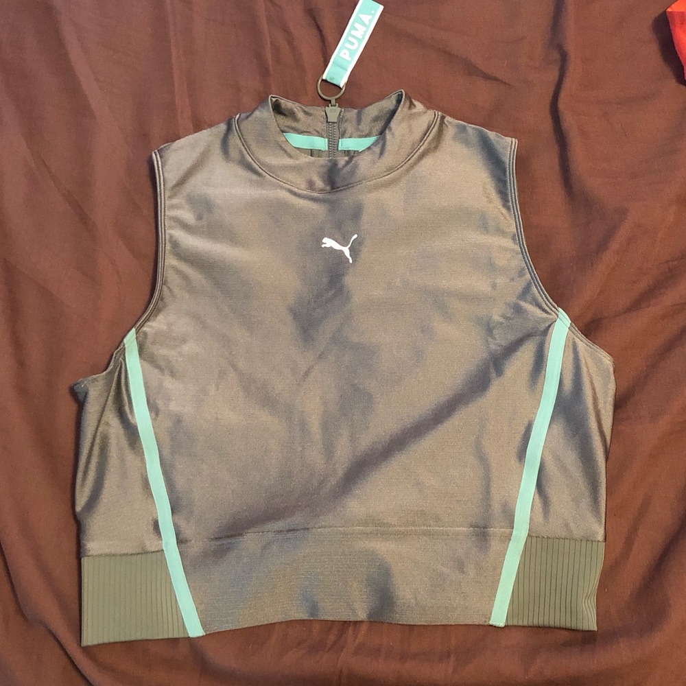 Puma Laurel wreath cute olive Crop Top sports bra - Picture 4 of 7